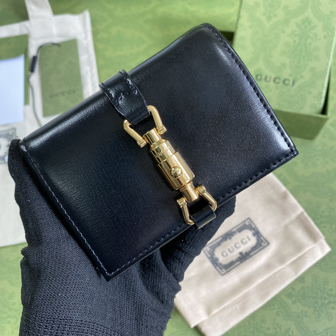 Gvc*1 jackie 1961 card case wallet gg black ‎645536 11 × 8.5 x 3 cm