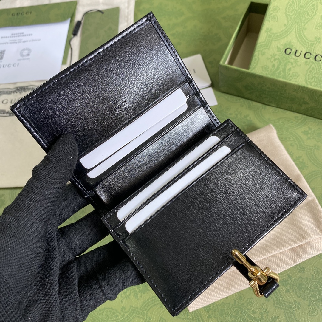 Gvc*1 jackie 1961 card case wallet gg black ‎645536 11 × 8.5 x 3 cm