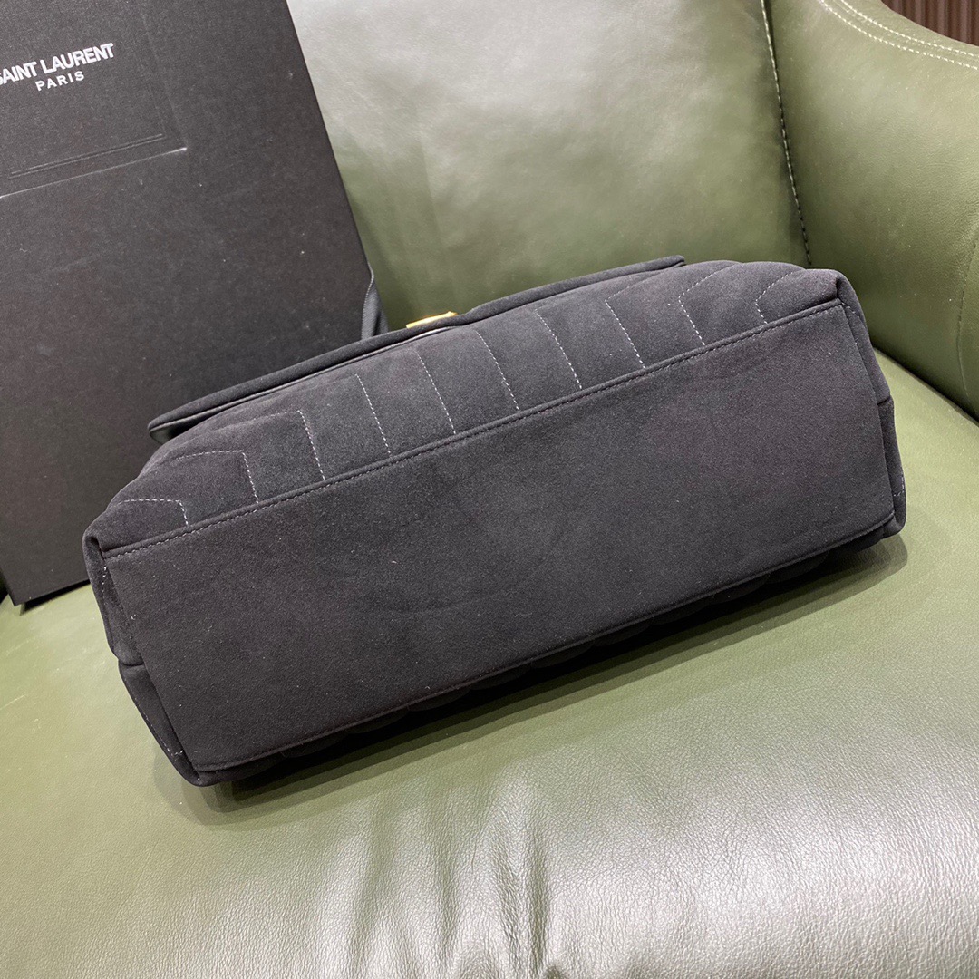Y51 medium loulou in matelassé "y" black suede 5749461 32 x 22 x 12 cm