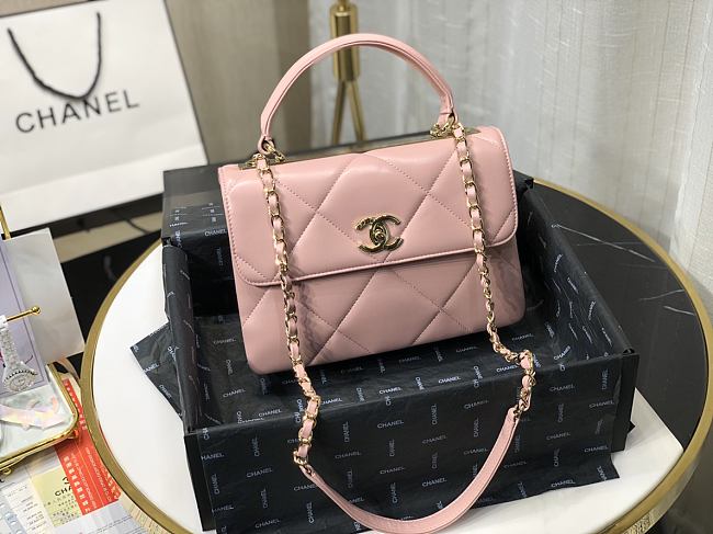 Ch**el small flap bag with top handle pink a92236 25cm