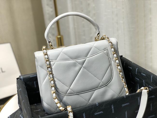 Ch**el small flap bag with top handle grey a92236 25cm