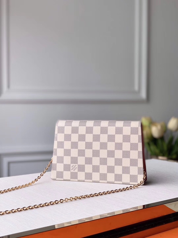 l0vis Vvtt0n croisette chain wallet damier azur pink n60358 21 x 13.5 x 5 cm
