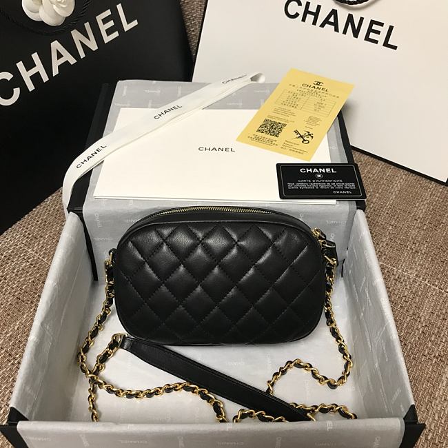 Ch**el cc timeless camera bag black as1757 13 x 20 x 5 cm