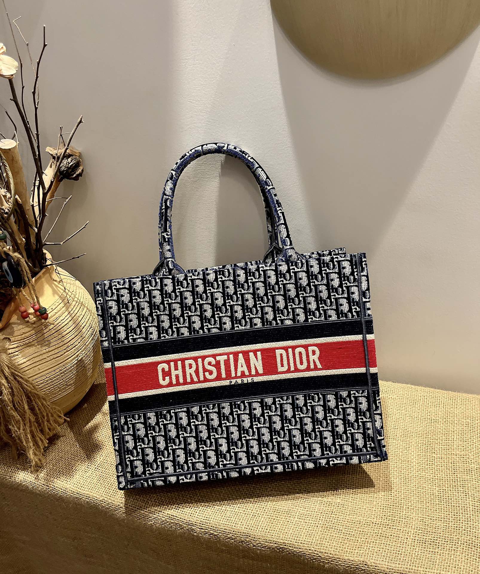 D10r small book tote black/red oblique m1296 36 cm