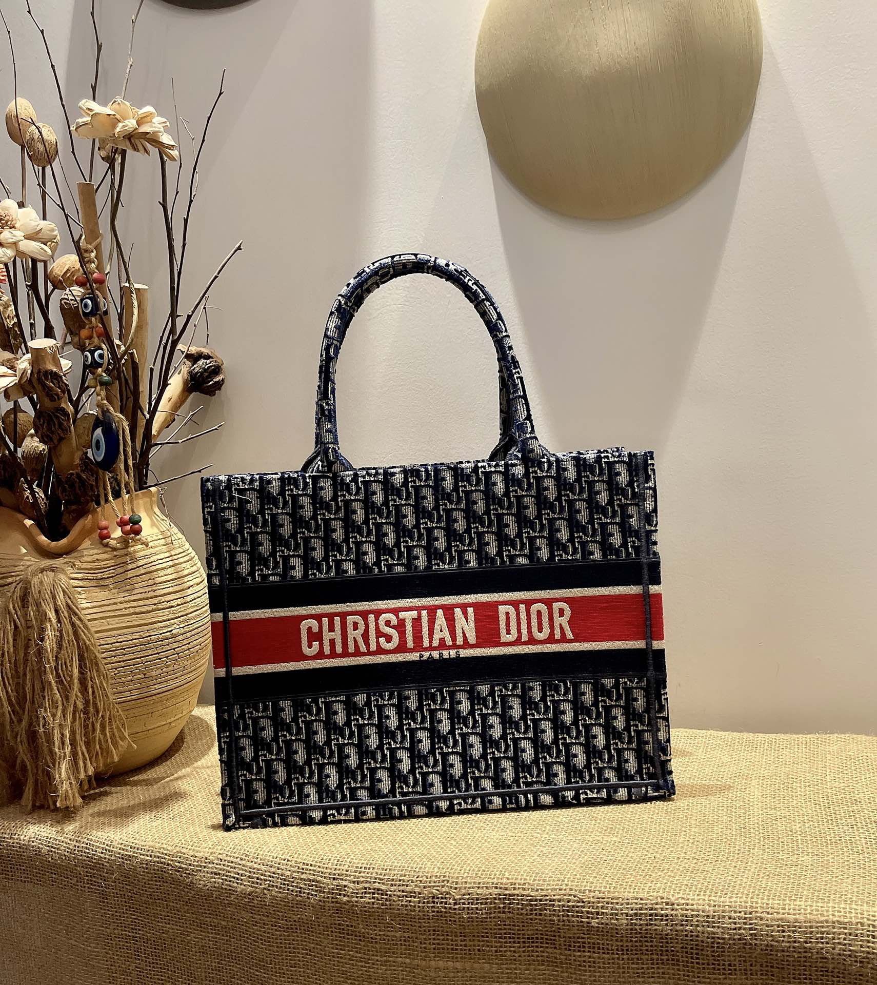 D10r small book tote black/red oblique m1296 36 cm