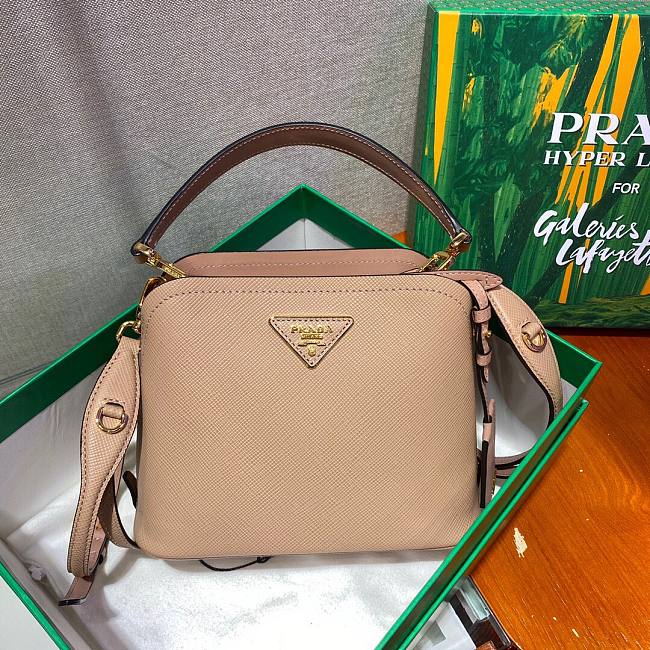 Pra*a matinée micro saffiano leather bag beige 1ba286 21 x 16.5 x 9.5 cm