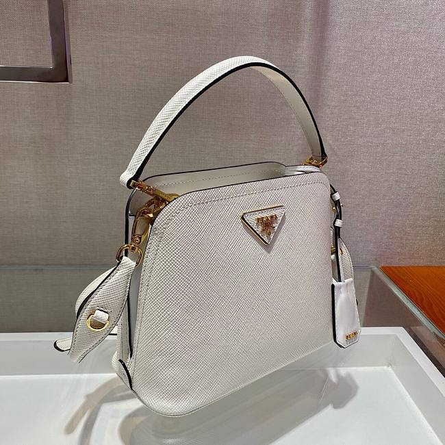 Pra*a matinée micro saffiano leather bag white 1ba286 21 x 16.5 x 9.5 cm