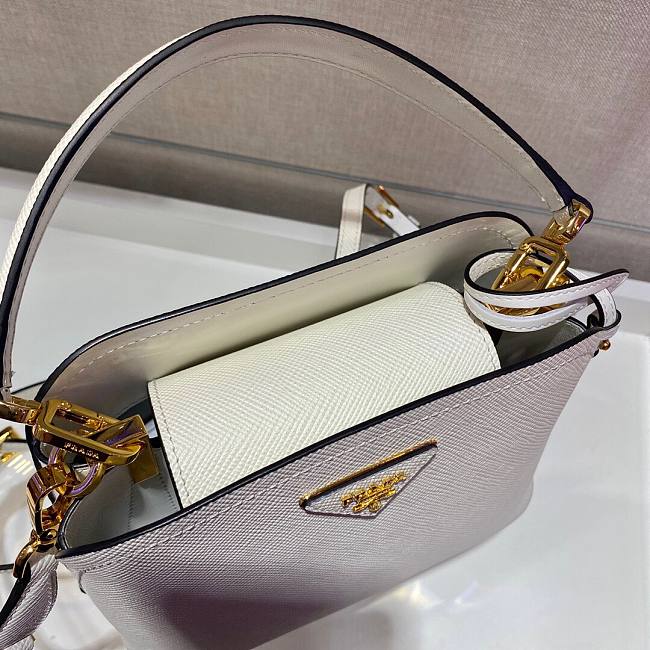 Pra*a matinée micro saffiano leather bag white 1ba286 21 x 16.5 x 9.5 cm