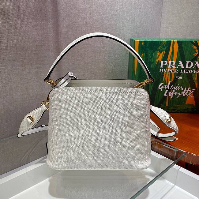 Pra*a matinée micro saffiano leather bag white 1ba286 21 x 16.5 x 9.5 cm