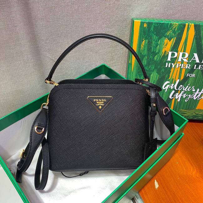 Pra*a matinée micro saffiano leather bag black 1ba286 21 x 16.5 x 9.5 cm