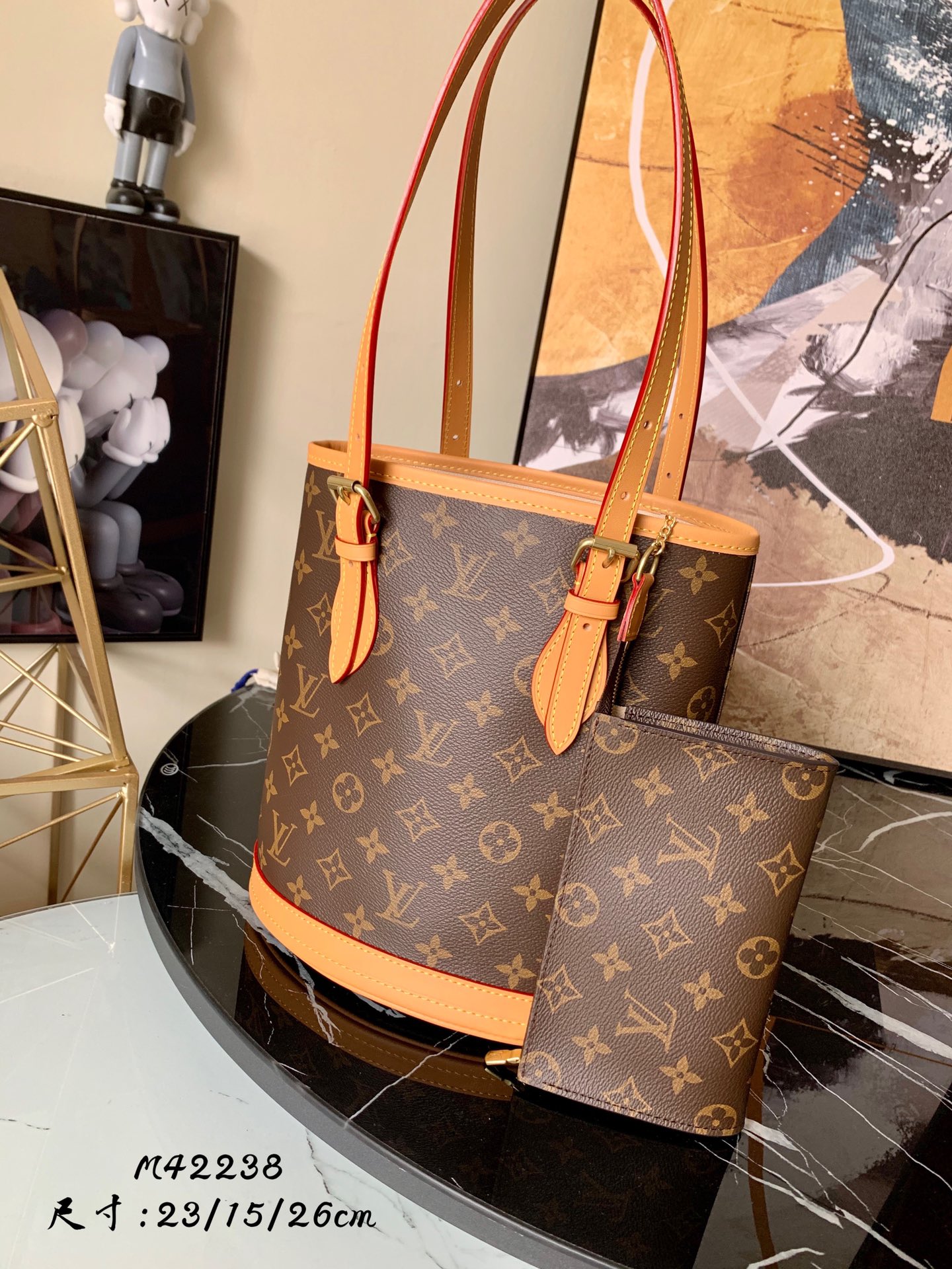 l0vis Vvtt0n bucket pm 23 shoulder tote bag monogram canvas brown m42238 23 x 15 x 26 cm