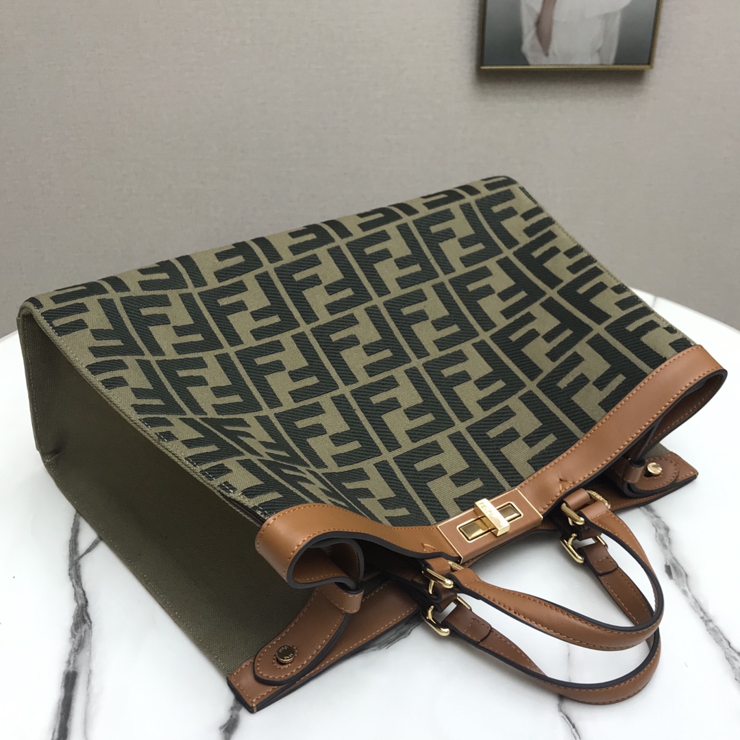 F**di peekaboo x-tote canvas bag green 8bh374 41 x 16 x 29.5 cm