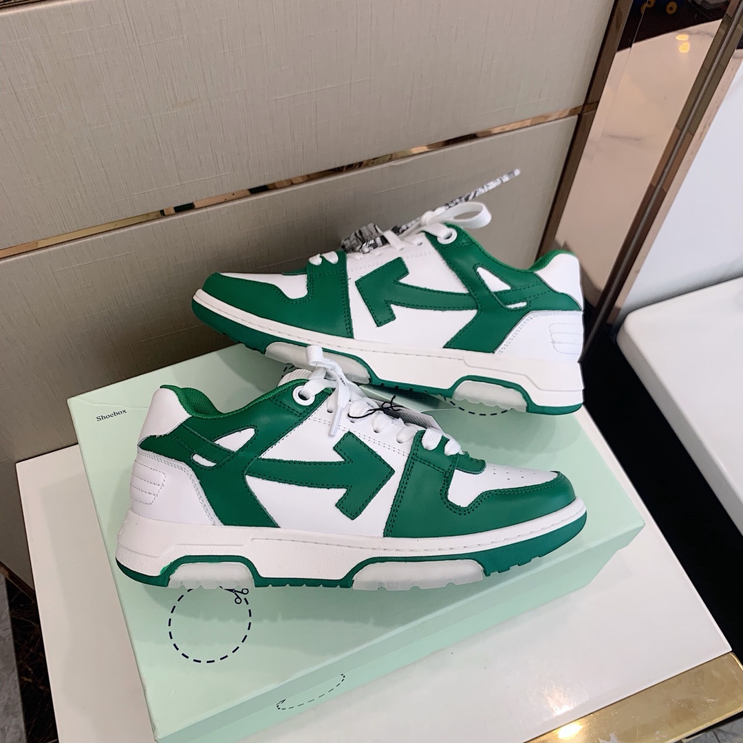 Off White Low Top Sneakers Green/White