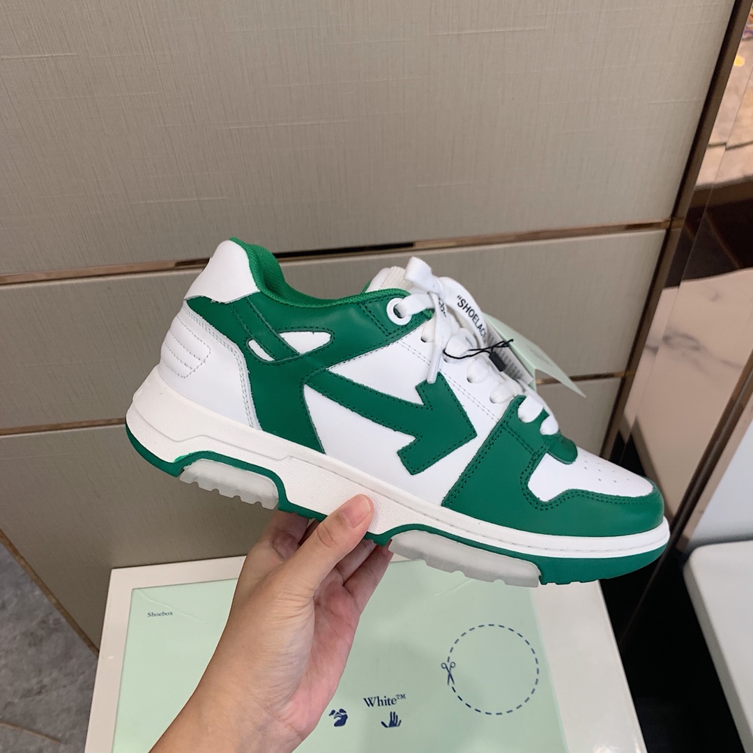 Off White Low Top Sneakers Green/White