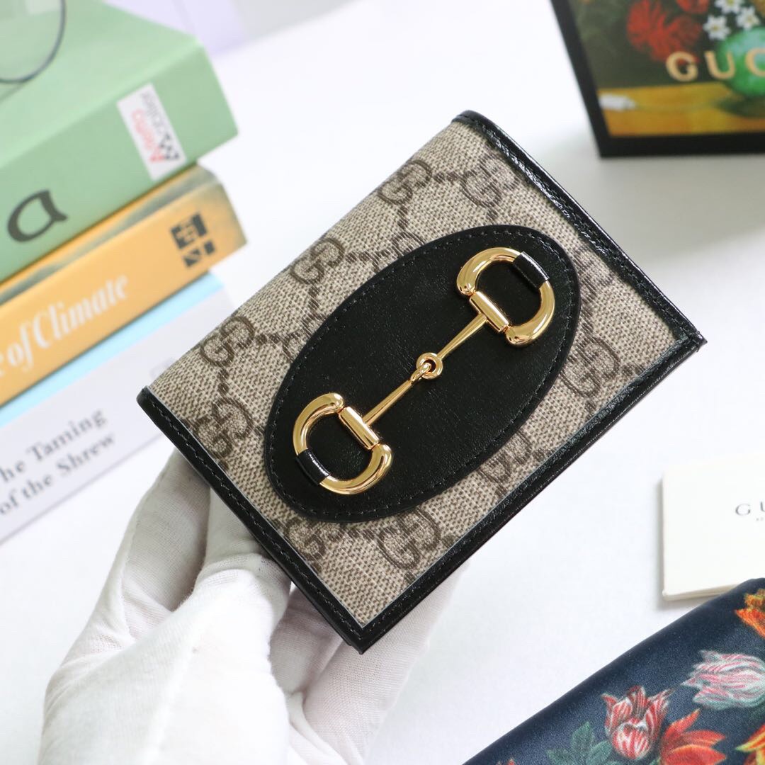 Gvc*1 horsebit 1955 card case wallet canvas black ‎621887 11 x 8.5 x 3 cm