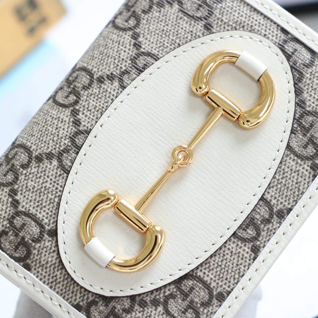 Gvc*1 horsebit 1955 card case wallet canvas white ‎621887 11 x 8.5 x 3 cm