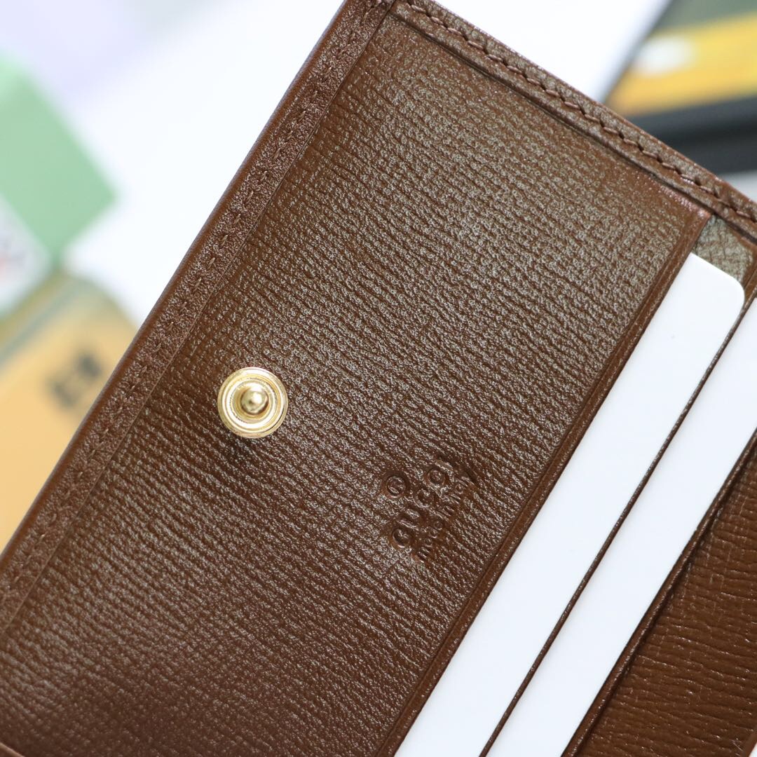 Gvc*1 horsebit 1955 card case wallet canvas brown ‎621887 11 x 8.5 x 3 cm