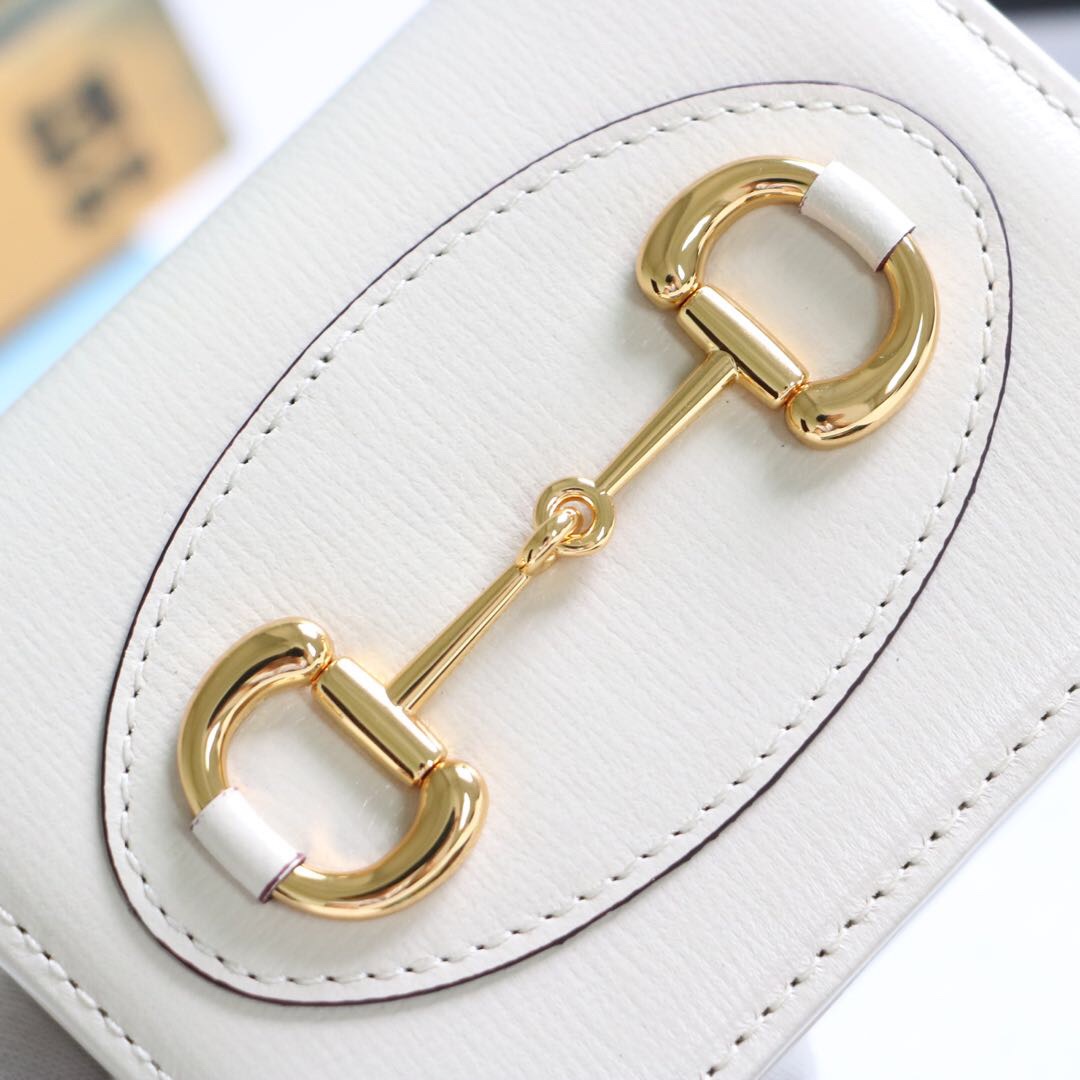 Gvc*1 horsebit 1955 card case wallet leather white ‎621887 11 x 8.5 x 3 cm