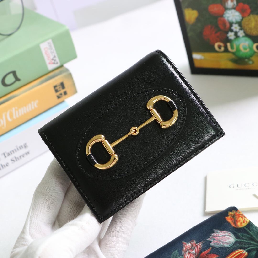 Gvc*1 horsebit 1955 card case wallet leather black ‎621887 11 x 8.5 x 3 cm