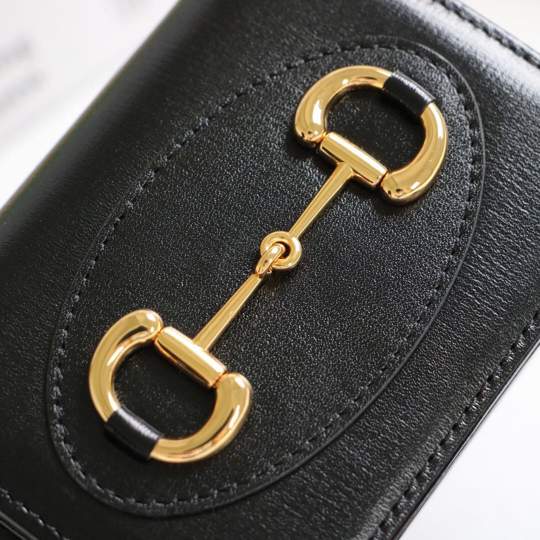 Gvc*1 horsebit 1955 card case wallet leather black ‎621887 11 x 8.5 x 3 cm