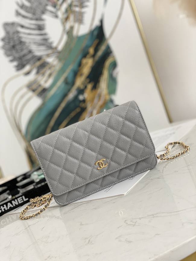Ch**el wallet on chain gray ap2298 19.2 × 12.3 x 3.5 cm