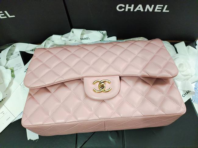 Ch**el flap bag lambskin leather gold chain light pink a1113 30cm
