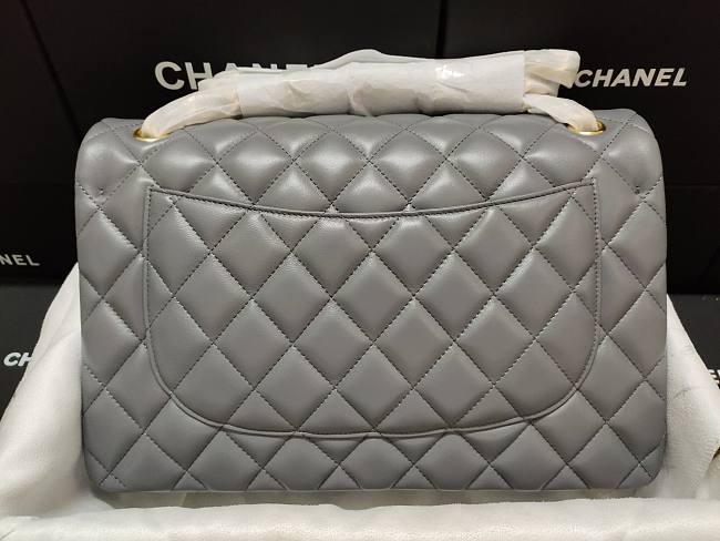 Ch**el flap bag lambskin leather gold chain gray a1113 30cm