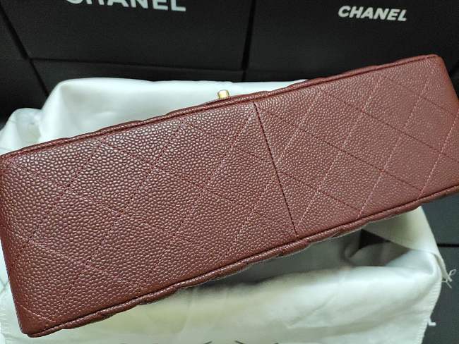 Ch**el flap bag caviar leather gold chain red a1113 30cm
