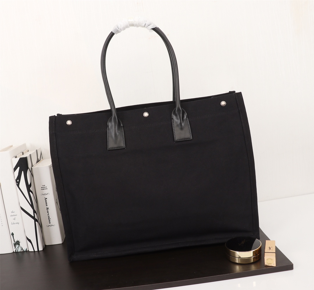 Y51 rive gauche tote bag in linen and leather black 4992909 48 x 36 x 16 cm