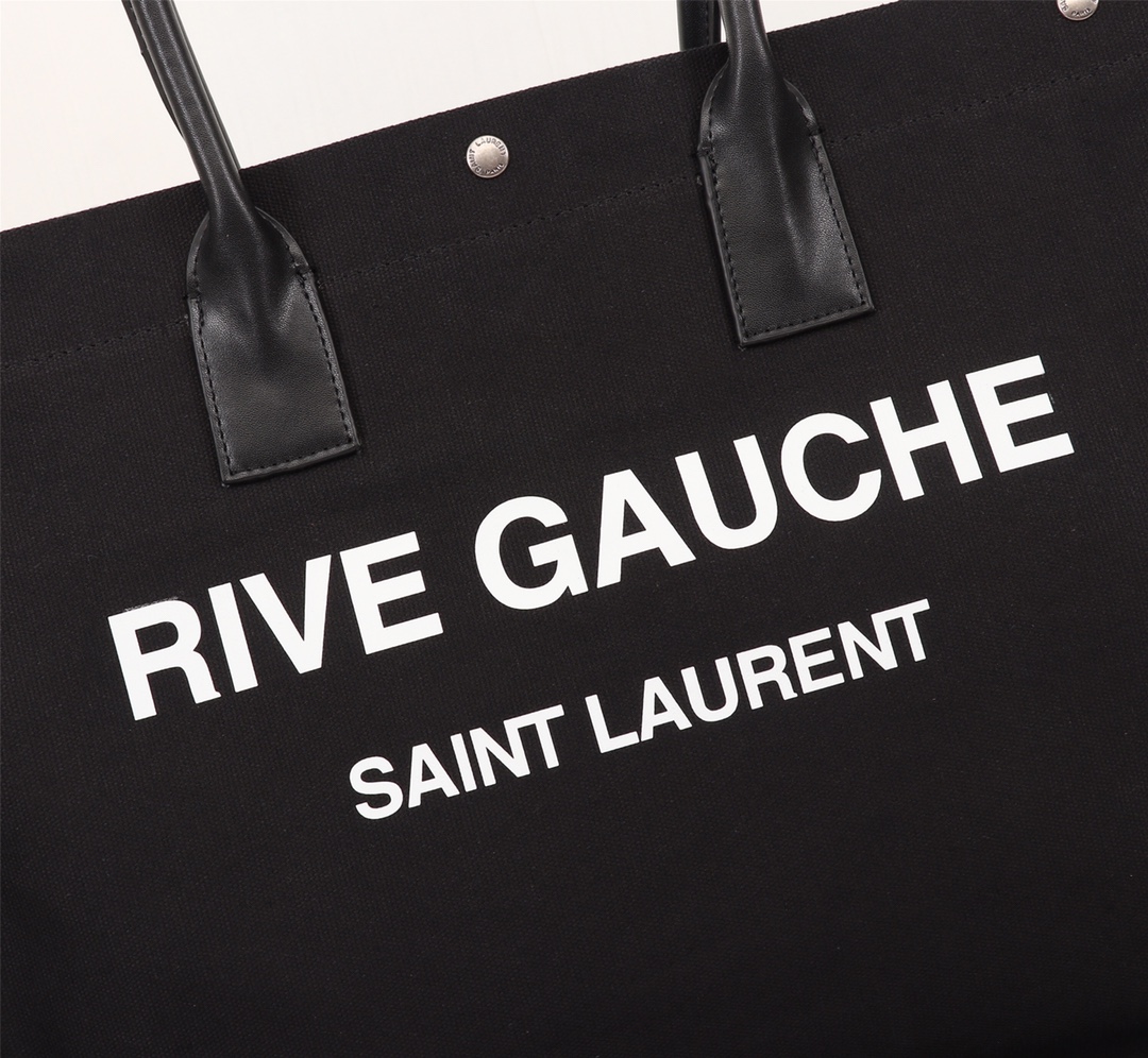 Y51 rive gauche tote bag in linen and leather black 4992909 48 x 36 x 16 cm
