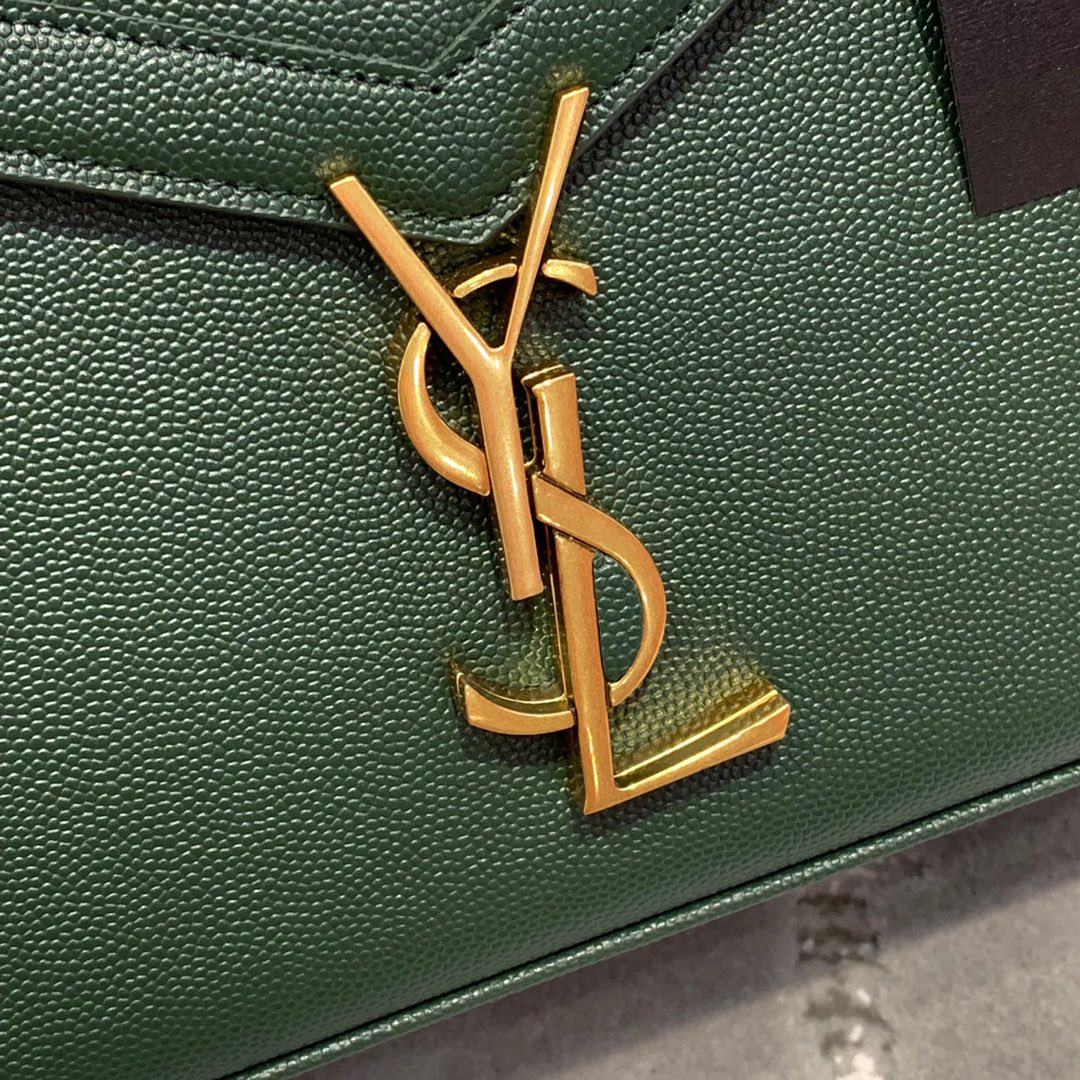 Y51 cassandra medium top handle bag grained leather green 623931 24.5 x 20 x 11.5 cm