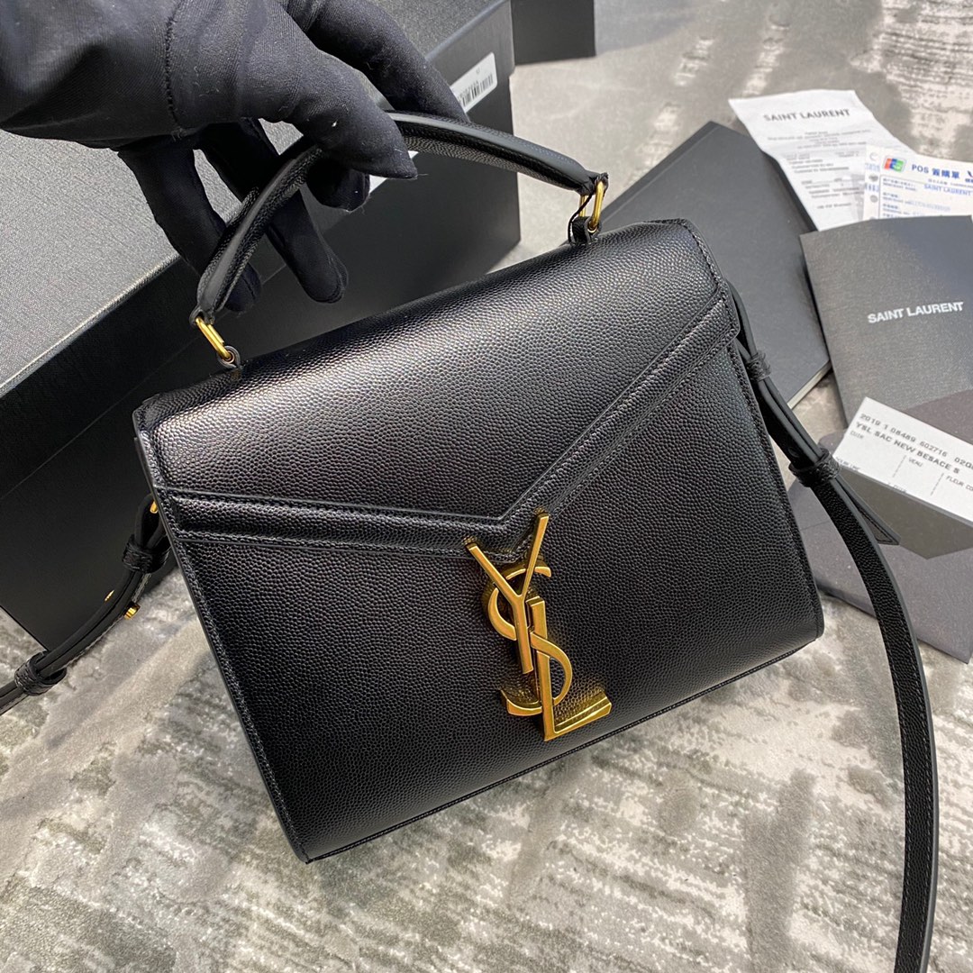Y51 cassandra mini top handle bag grained leather black 623930 20 x 16 x 7.5 cm