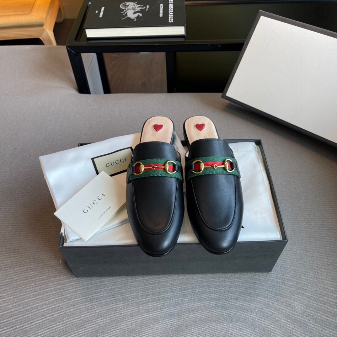 Gvc*1 women's princetown leather slipper black 629084