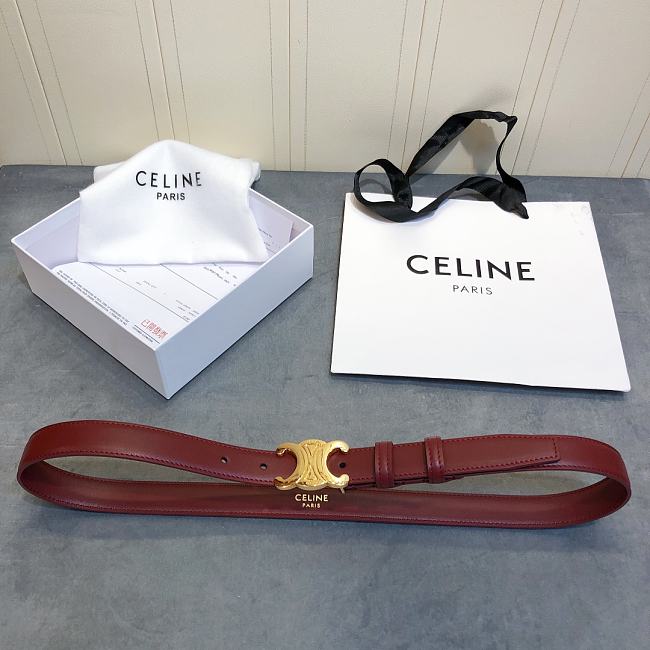 Ce1i*e cowhide leather belt bordeaux size 2.5 cm