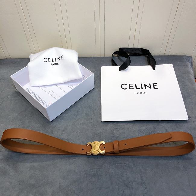 Ce1i*e cowhide leather belt brown size 2.5 cm