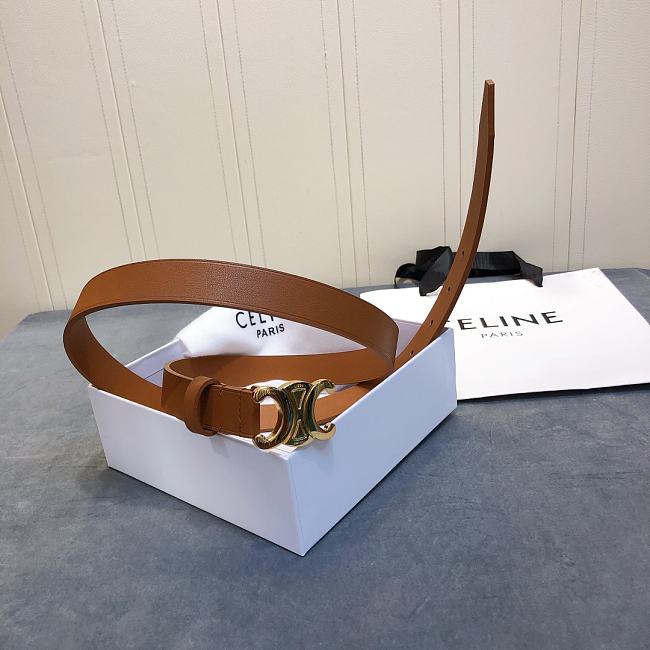 Ce1i*e cowhide leather belt brown size 2.5 cm