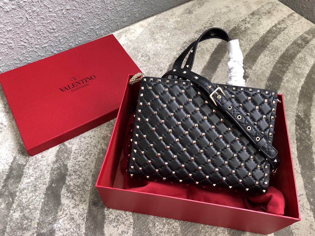 Va1e*ntin0 garavani rockstud spike tote bag black 26 x 13 x 20 cm