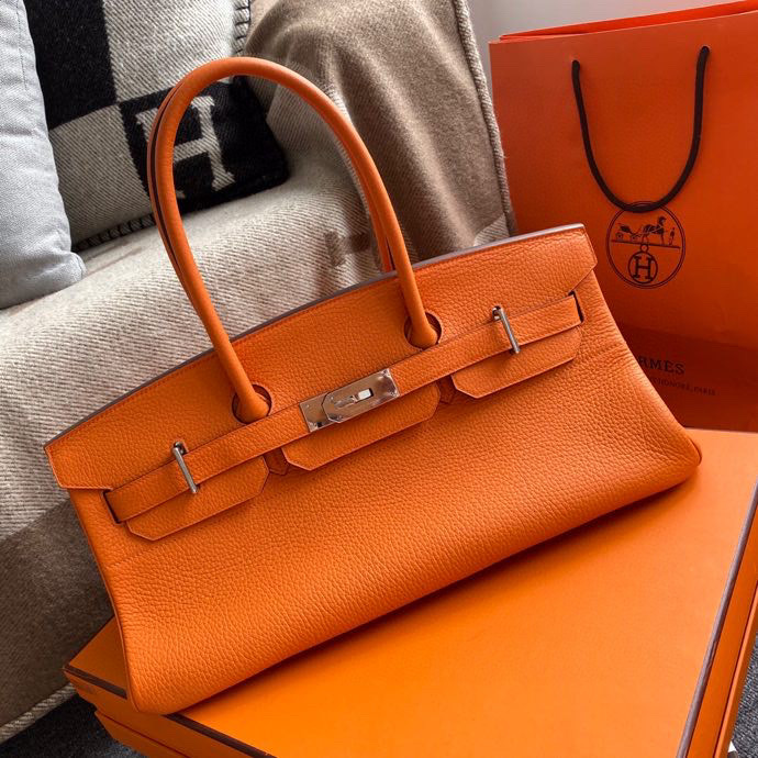 h**me5 cusT0m made shoulder birkin 42cm togo orange silver buckle