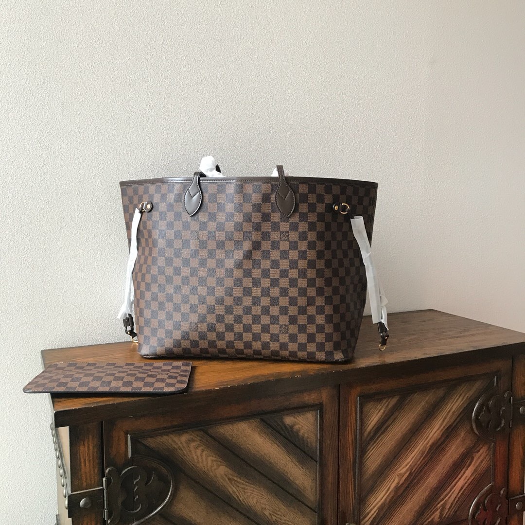 LV Neverfull Mommy shopping GM bag black check powder 40CM m41357