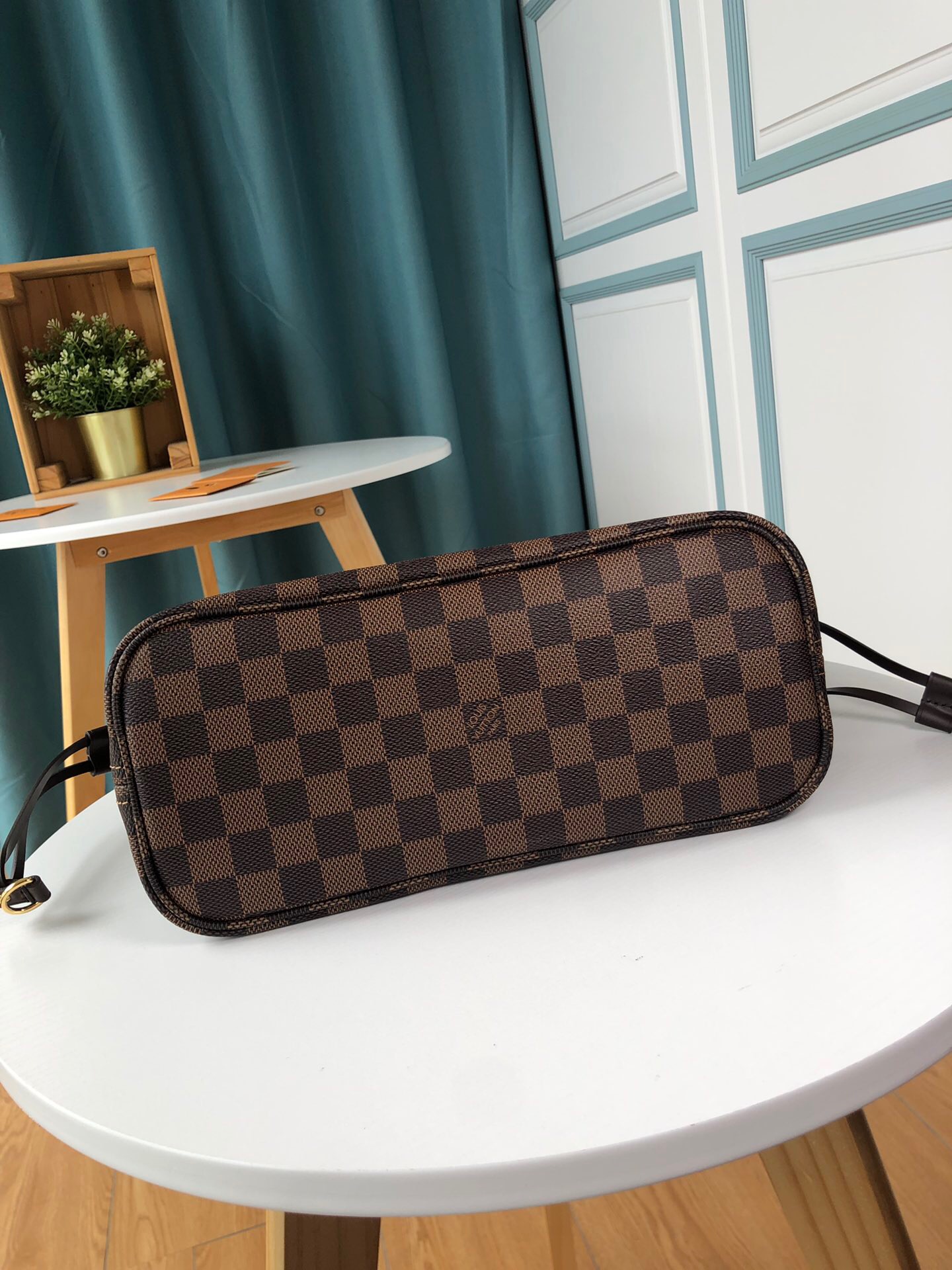 LV Neverfull shopping pm bag N41358 coffee with red 29cm
