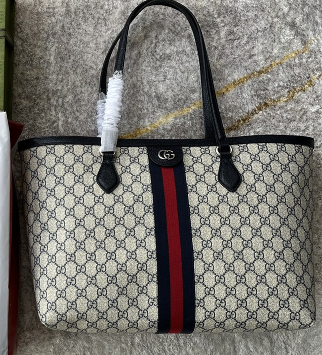 Gvc*1 ophidia medium leather canvas tote 38cm
