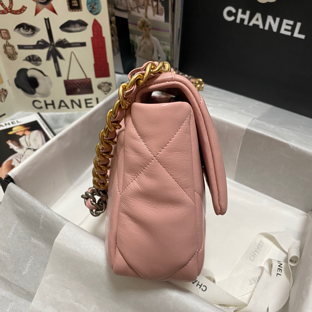 Ch**el 19 calfskin in pink-26×16×9cm