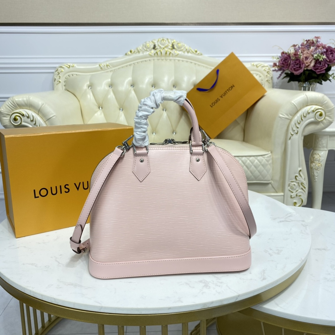 LV Alma BB stripe epi leather noir M40862 Rose Ballerine - 24x11.5x18cm
