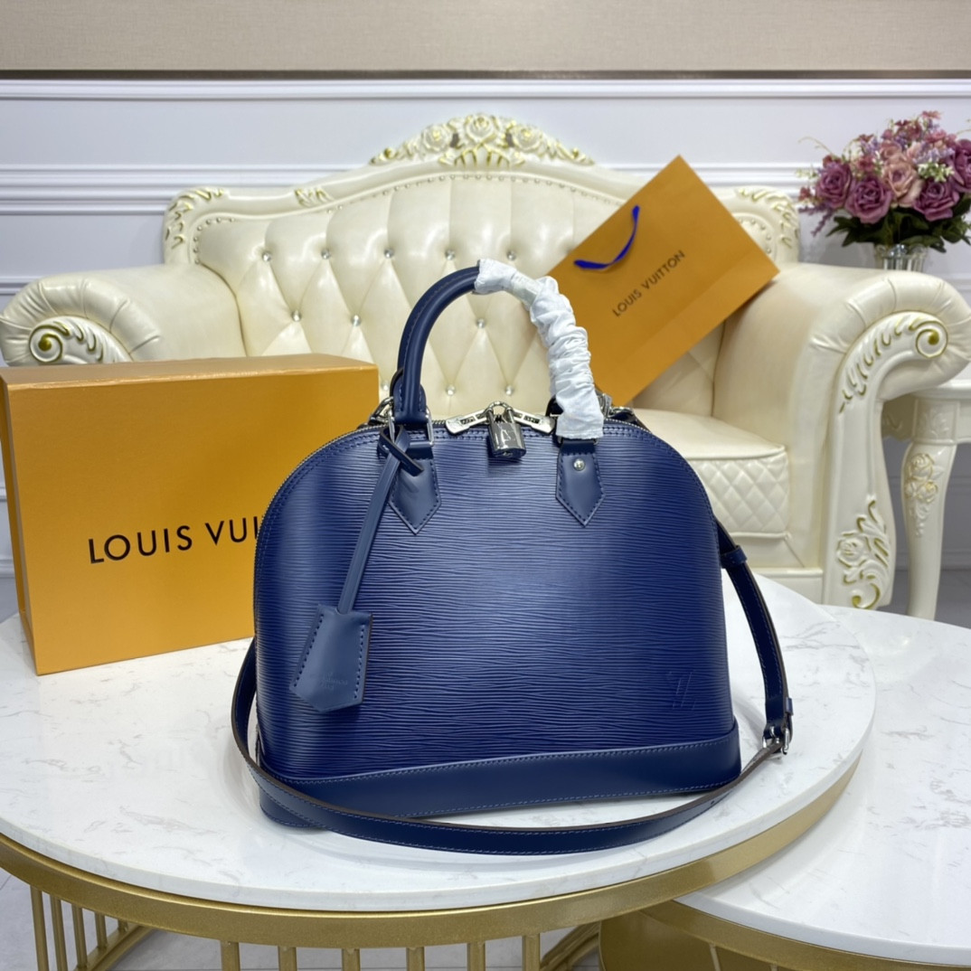 LV Alma BB stripe epi leather noir M40862 Indigo - 24x11.5x18cm