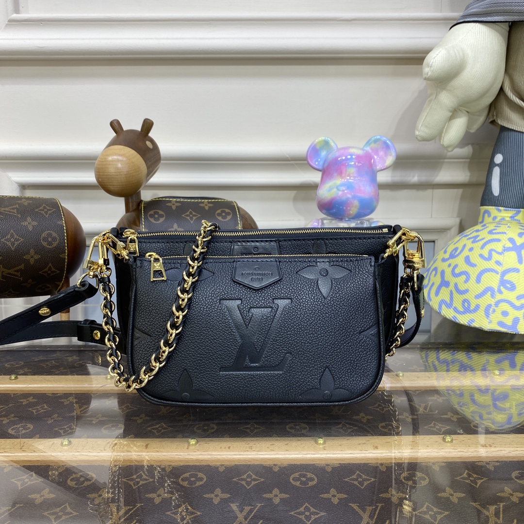 LV MULTI POCHETTE Black Monogram Empreinte LEATHER M80399 - 25x14.5x4.5cm