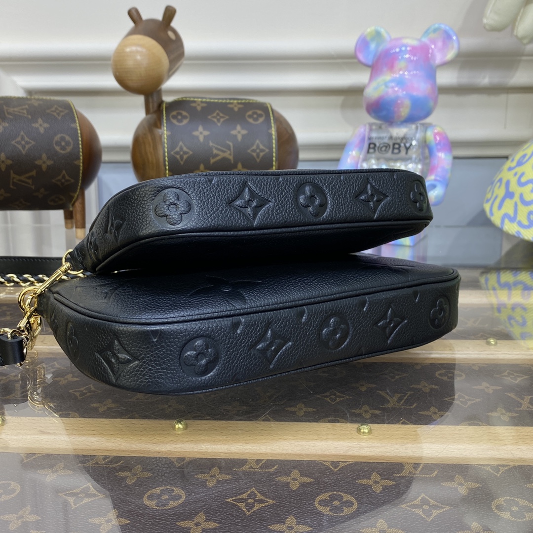 LV MULTI POCHETTE Black Monogram Empreinte LEATHER M80399 - 25x14.5x4.5cm
