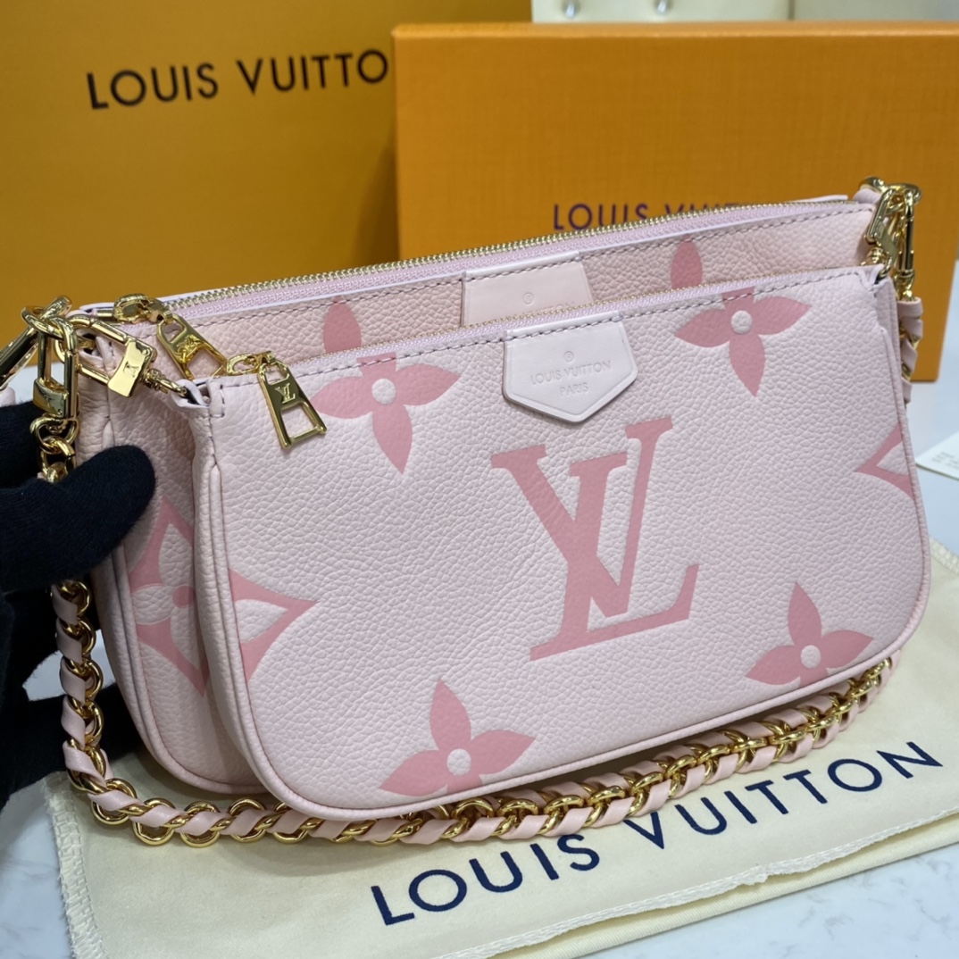 LV MULTI POCHETTE PINK LEATHER M45777 - 25x14.5x4.5cm