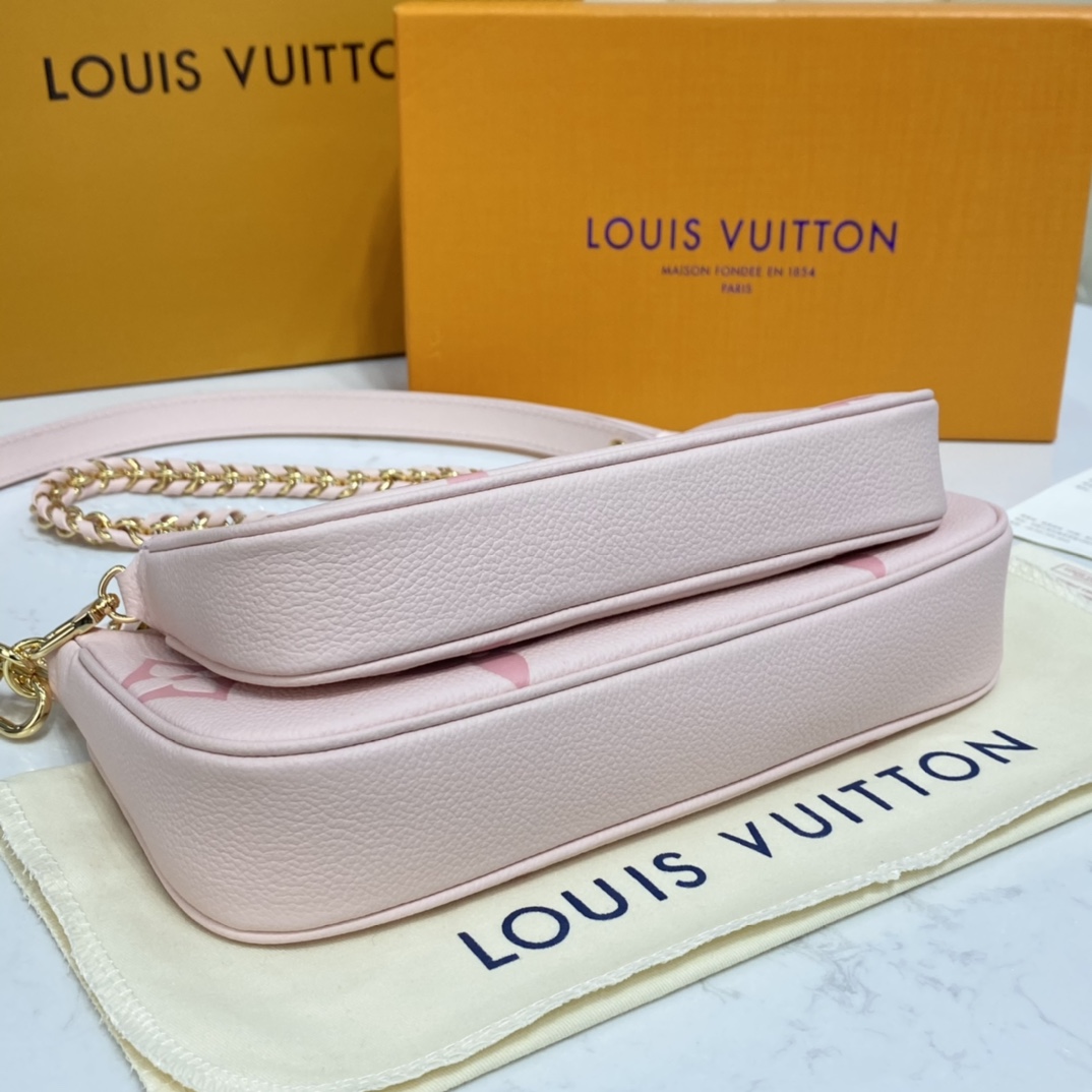 LV MULTI POCHETTE PINK LEATHER M45777 - 25x14.5x4.5cm