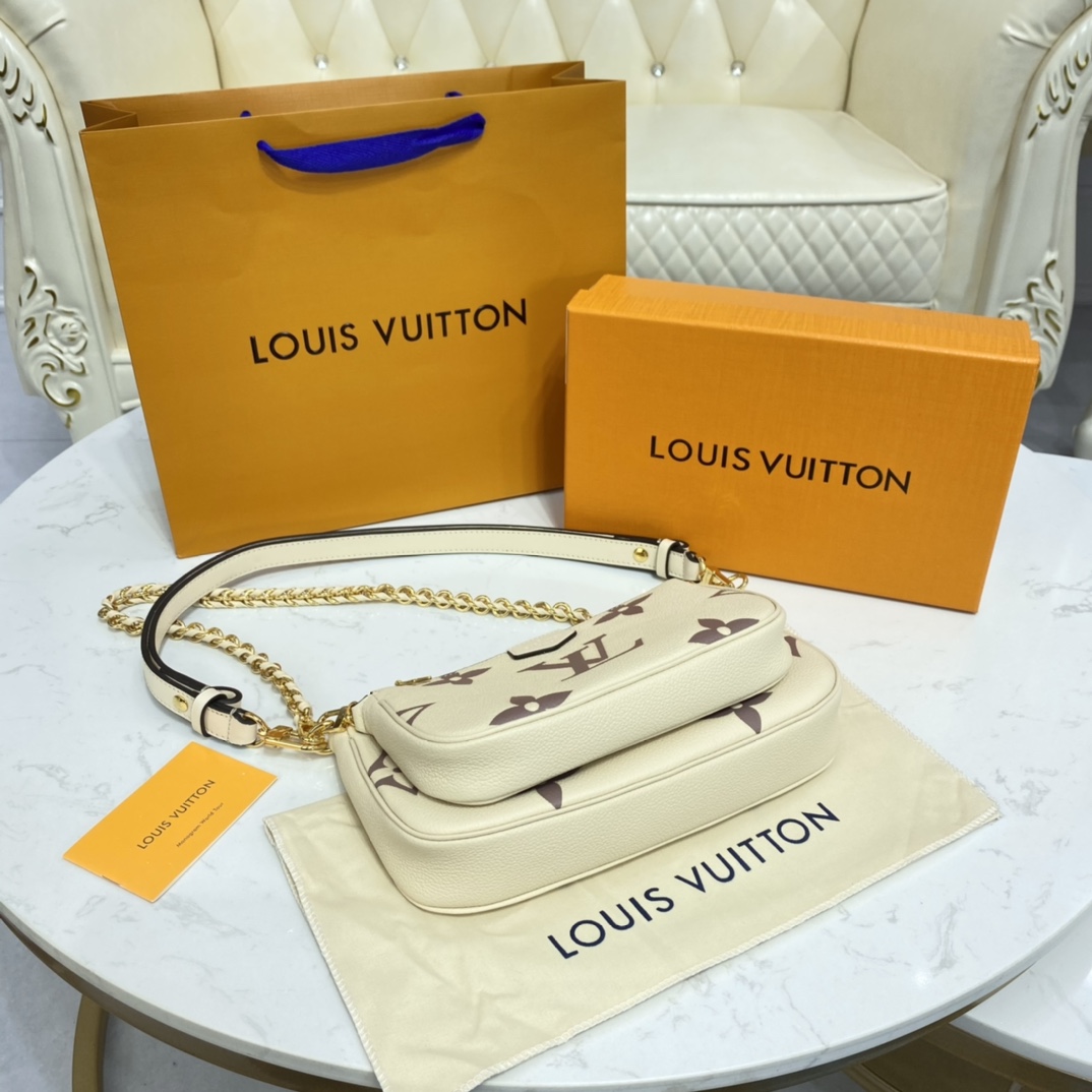 LV MULTI POCHETTE WHITE LEATHER M45777 - 25x14.5x4.5cm
