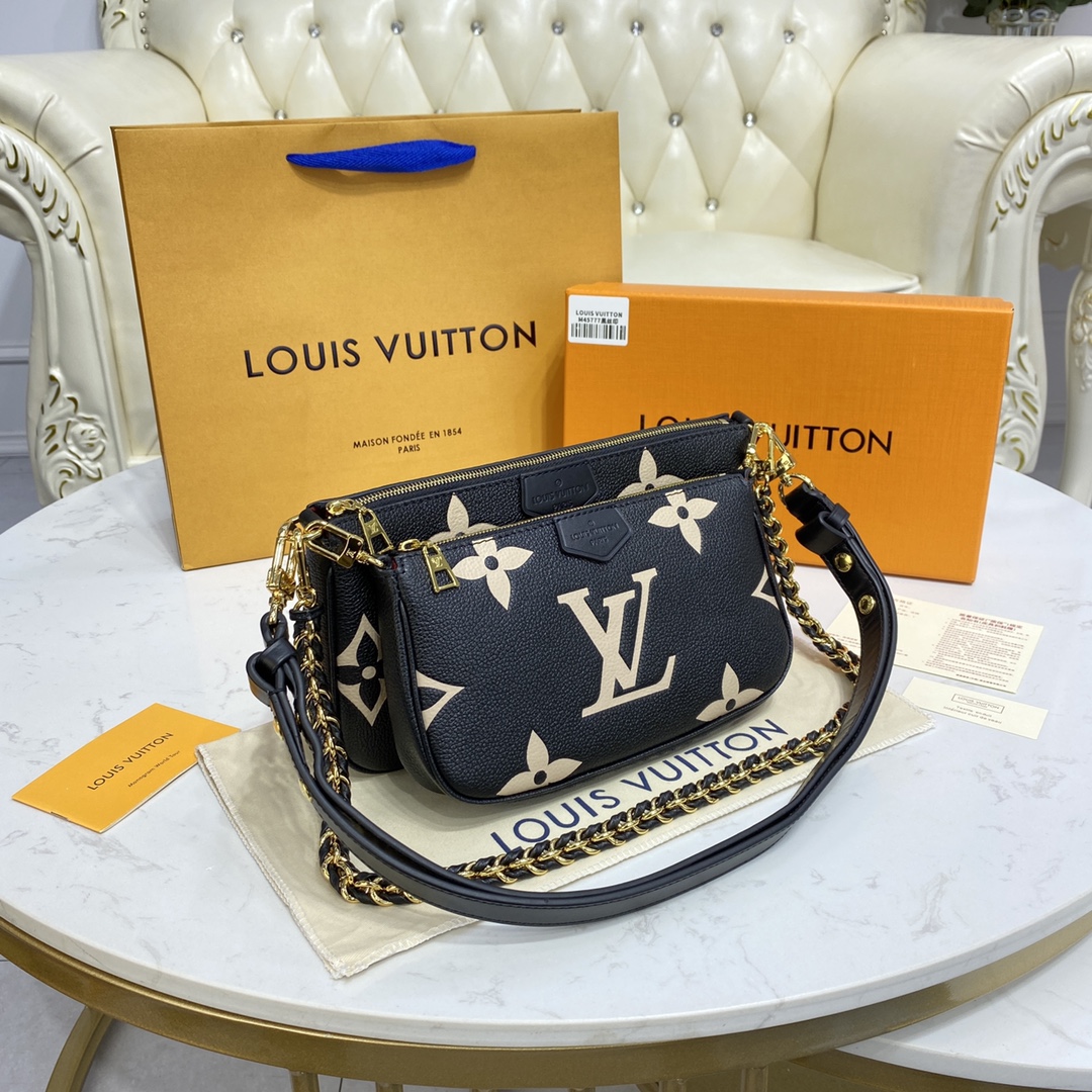 LV MULTI POCHETTE BLACK LEATHER M45777 - 25x14.5x4.5cm